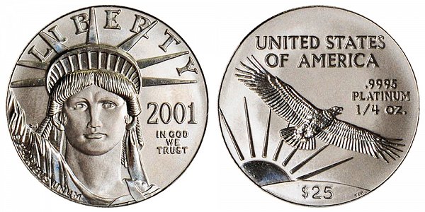 2001 Quarter Ounce American Platinum Eagle - 1/4 oz Platinum $25