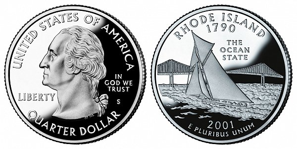 2001 S Proof Rhode Island State Quarter 