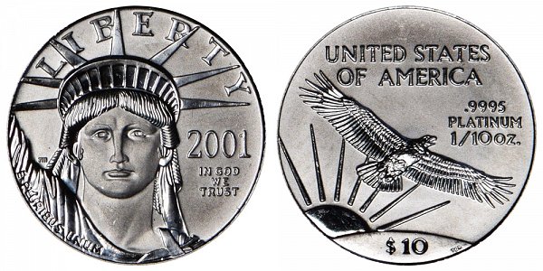 2001 Tenth Ounce American Platinum Eagle - 1/10 oz Platinum $10