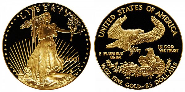 2001 W Proof Half Ounce American Gold Eagle - 1/2 oz Gold $25 