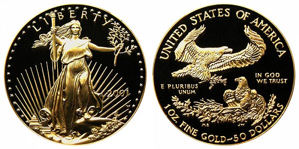 2001 W Proof One Ounce American Gold Eagle - 1 oz Gold $50 