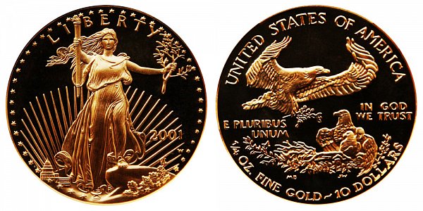 2001 W Proof Quarter Ounce American Gold Eagle - 1/4 oz Gold $10 