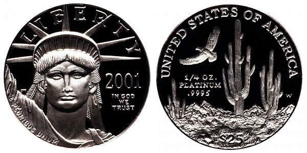 2001 W Proof Quarter Ounce American Platinum Eagle - 1/4 oz Platinum $25 