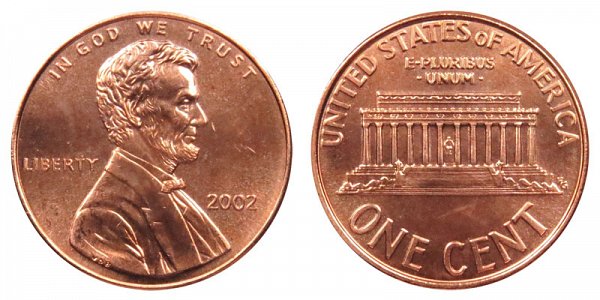 2002 Lincoln Memorial Cent Penny 