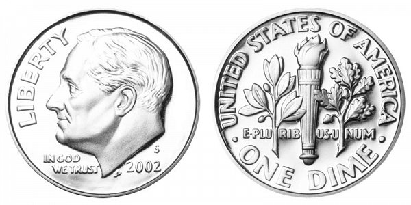 2002 S Silver Roosevelt Dime Proof 