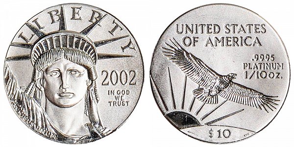 2002 Tenth Ounce American Platinum Eagle - 1/10 oz Platinum $10 