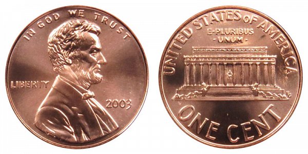 2003 Lincoln Memorial Cent Penny 