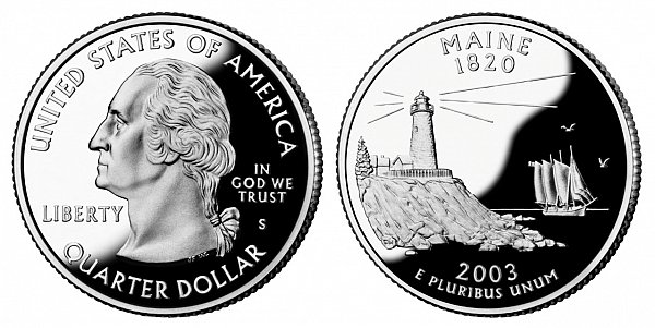 2003 S Silver Proof Maine State Quarter 