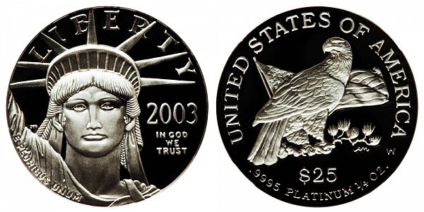 2003 W Proof Quarter Ounce American Platinum Eagle - 1/4 oz Platinum $25 