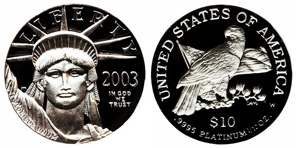 2003 W Proof Tenth Ounce American Platinum Eagle - 1/10 oz Platinum $10 