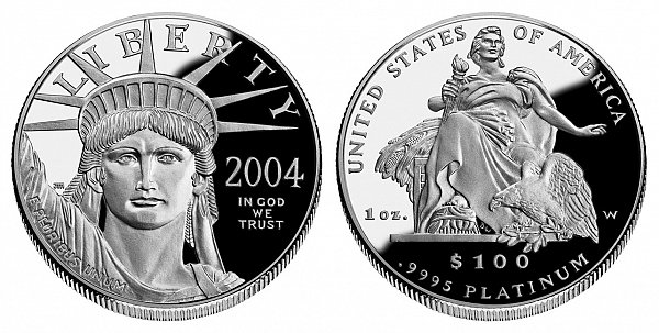 2004 W Proof One Ounce American Platinum Eagle - 1 oz Platinum $100 