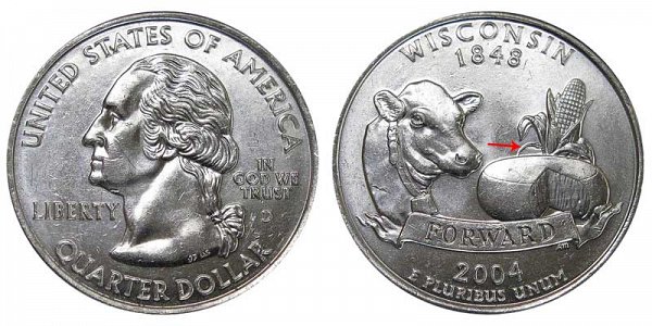 2004 D Wisconsin State Quarter - Extra Low Leaf Error