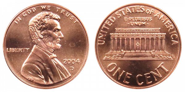 2004 D Lincoln Memorial Cent Penny 