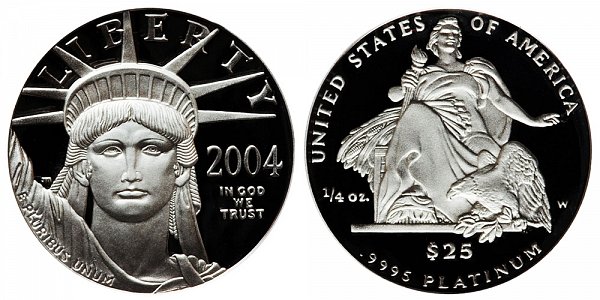 2004 W Proof Quarter Ounce American Platinum Eagle - 1/4 oz Platinum $25 