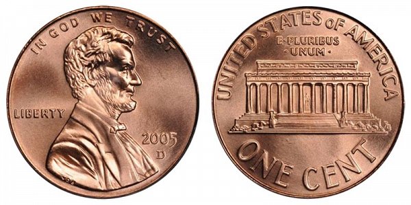 2005 D Lincoln Memorial Cent Penny 