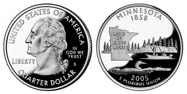 2005 S Silver Proof Minnesota State Quarter 