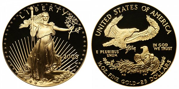 2005 W Proof Half Ounce American Gold Eagle - 1/2 oz Gold $25 