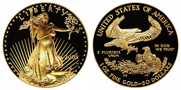 2005 W Proof One Ounce American Gold Eagle - 1 oz Gold $50 