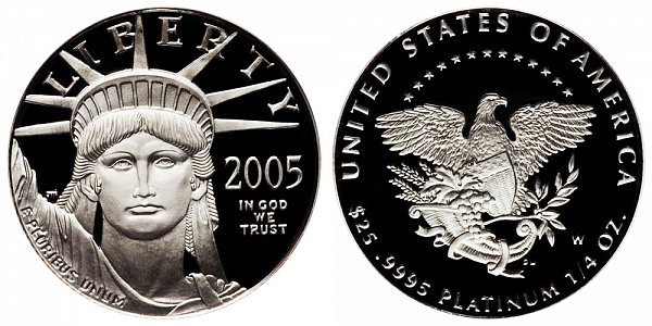 2005 W Proof Quarter Ounce American Platinum Eagle - 1/4 oz Platinum $25 