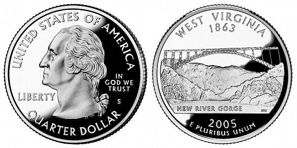 2005 S Proof West Virginia State Quarter 