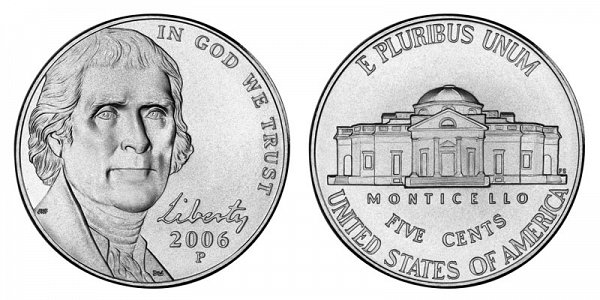 2006 P Jefferson Nickel 