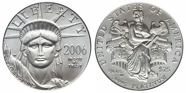 2006 W Burnished Uncirculated Quarter Ounce American Platinum Eagle - 1/4 oz Platinum $25 