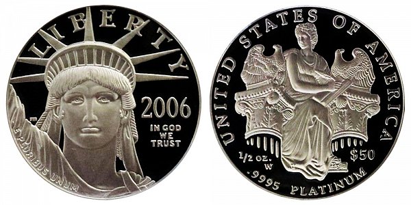 2006 W Proof Half Ounce American Platinum Eagle - 1/2 oz Platinum $50 