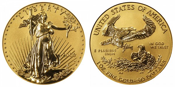 2006 W Reverse Proof One Ounce American Gold Eagle - 1 oz Gold $50 