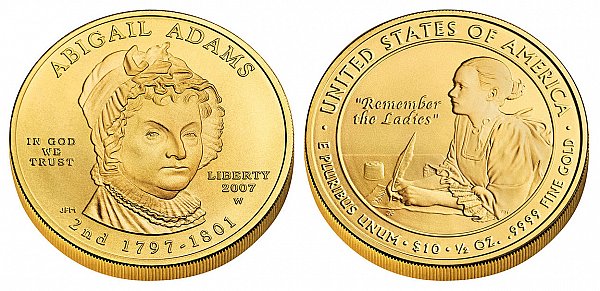 2007 Abigail Adams First Spouse Gold Coin 