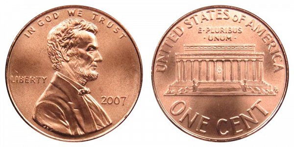 2007 Lincoln Memorial Cent Penny 