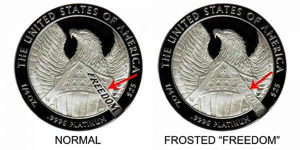 2007 W Normal Proof vs Frosted Freedom Proof - American Platinum Eagle - Difference and Comparison