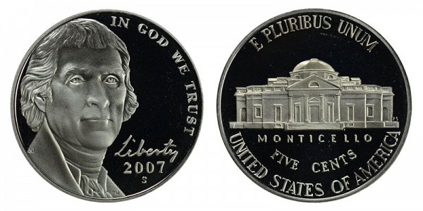 2007 S Jefferson Nickel Proof 