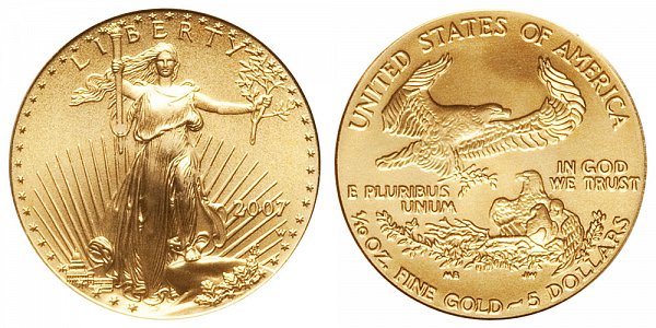 2007 W Burnished Uncirculated Tenth Ounce American Gold Eagle - 1/10 oz Gold $5 
