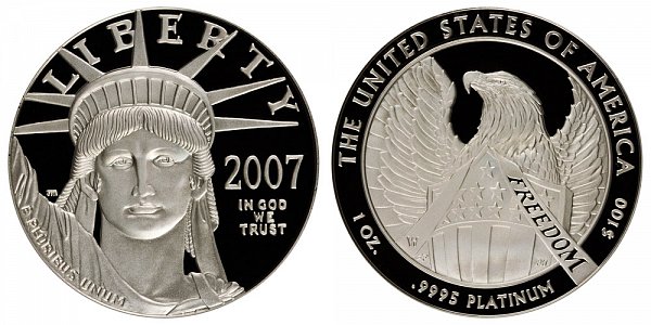 2007 W Proof One Ounce American Platinum Eagle - 1 oz Platinum $100 