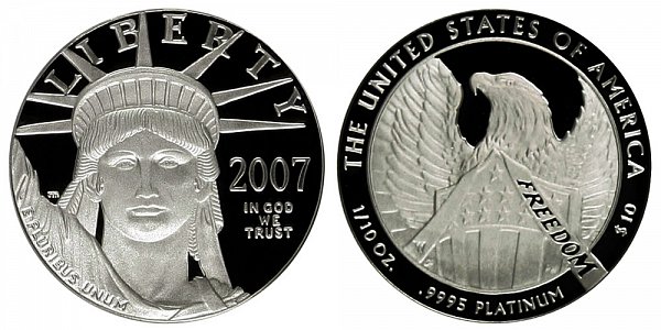 2007 W Proof Tenth Ounce American Platinum Eagle - 1/10 oz Platinum $10 