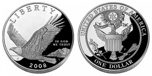2008 Silver American Bald Eagle Recovery and National Emblem Commemorative Coin