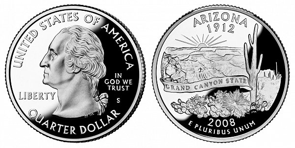 2008 S Proof Arizona State Quarter