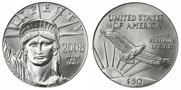 2008 Half Ounce American Platinum Eagle - 1/2 oz Platinum $50 