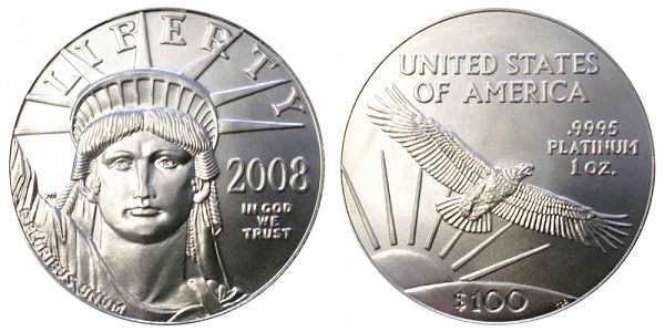 2008 One Ounce American Platinum Eagle - 1 oz Platinum $100 