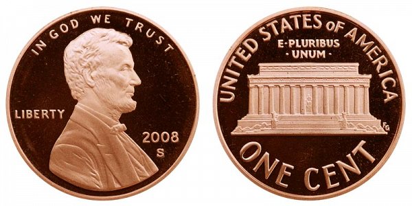 2008 S Lincoln Memorial Cent Penny Proof 