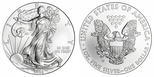 2008 W Burnished Uncirculated American Silver Eagle 