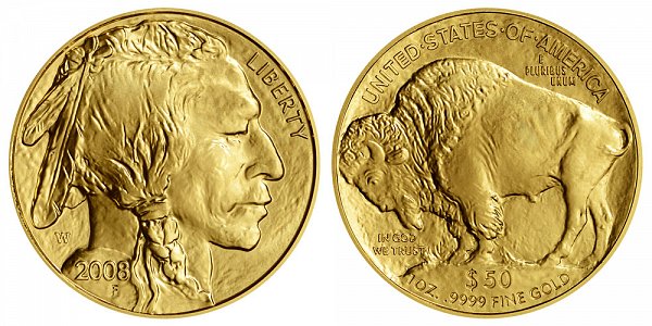 2008 W Burnished Uncirculated One Ounce Gold American Buffalo - 1 oz Gold $50 