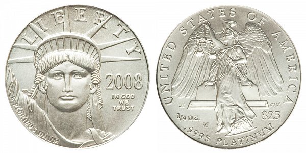 2008 W Burnished Uncirculated Quarter Ounce American Platinum Eagle - 1/4 oz Platinum $25 