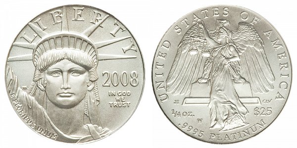 2008 W Burnished Uncirculated Quarter Ounce American Platinum Eagle - 1/4 oz Platinum $25