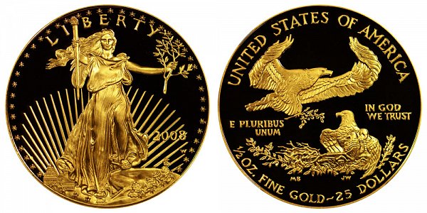 2008 W Proof Half Ounce American Gold Eagle - 1/2 oz Gold $25 