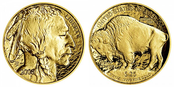 2008 W Proof Half Ounce Gold American Buffalo - 1/2 oz Gold $25 
