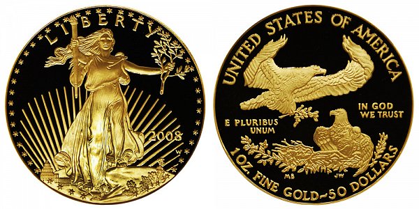 2008 W Proof One Ounce American Gold Eagle - 1 oz Gold $50 