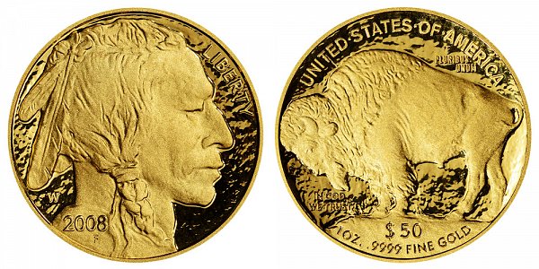 2008 W Proof One Ounce Gold American Buffalo - 1 oz Gold $50 