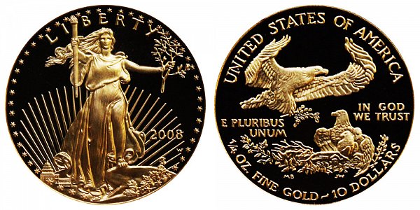 2008 W Proof Quarter Ounce American Gold Eagle - 1/4 oz Gold $10 