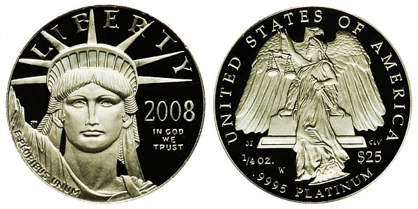 2008 W Proof Quarter Ounce American Platinum Eagle - 1/4 oz Platinum $25 